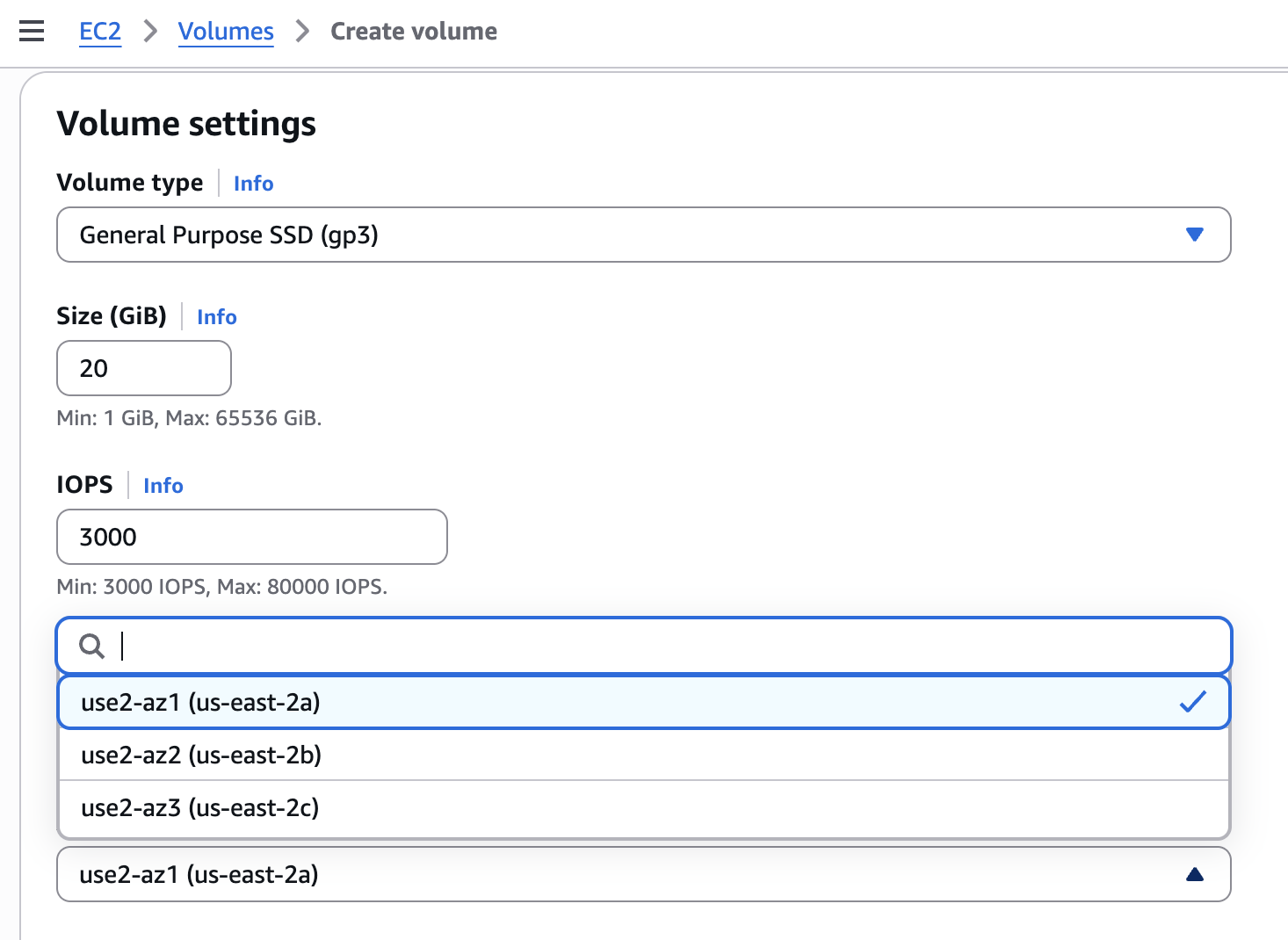 Create volume