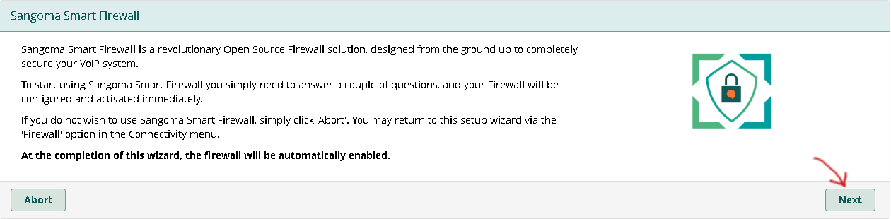 Firewall setup start